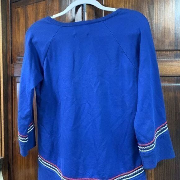 Lucky Lotus Bright Blue boho shirt size small - Picture 10 of 11
